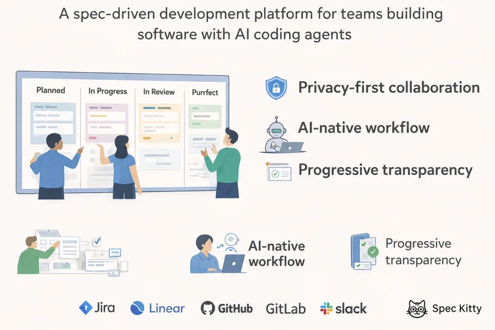 An AI development workflow evolving from a single prompt box to a full system diagram.